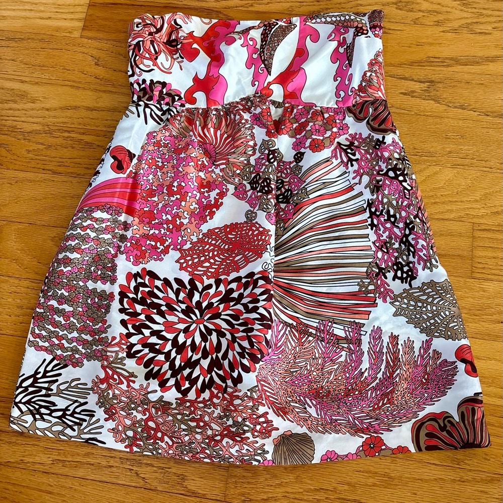 Tibi Red and Black Strapless Dress Resort Wear